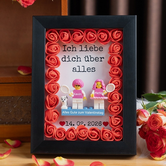 Personalisierte Paar-Minifiguren mit Rahmen – Einzigartiges Geschenk für Paare