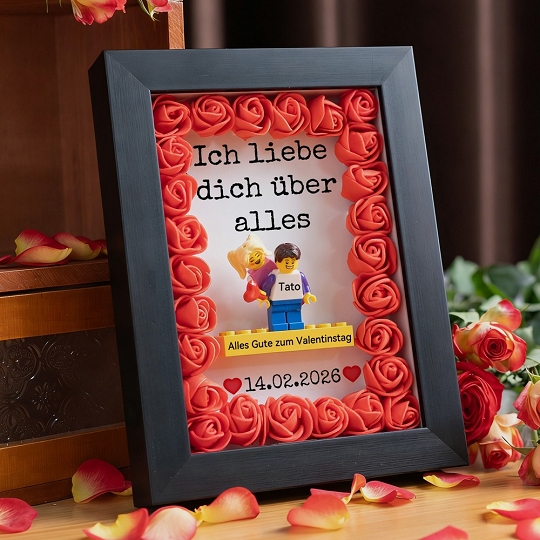 Personalisiertes Paar-Minifiguren-Set mit Rahmen – Liebe als Miniaturkunst