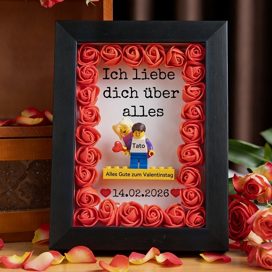 Personalisiertes Paar-Minifiguren-Set mit Rahmen – Liebe als Miniaturkunst