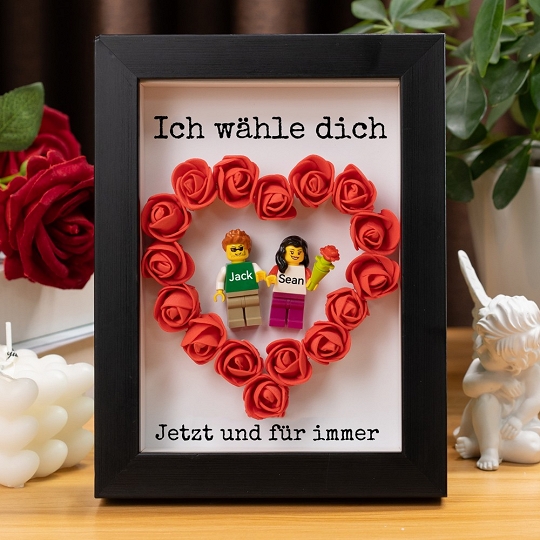 Dekorative Paar-Minifiguren im Rahmen – Persönliches Geschenk für Paare