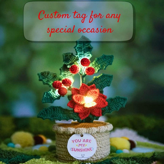 Crochet Holly Flower Handmade Birth Month Flower December Birth Gift for Her