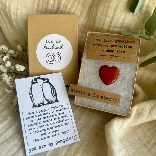 Romantic Heart Pebble Valentine Keepsake Gift Wedding Day Gift for Husband or Wife