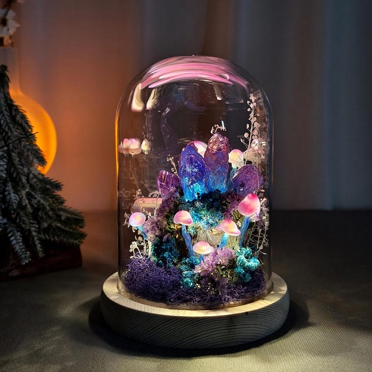 Handmade Wooden Mushroom Lamp Warm Ambient Night Light