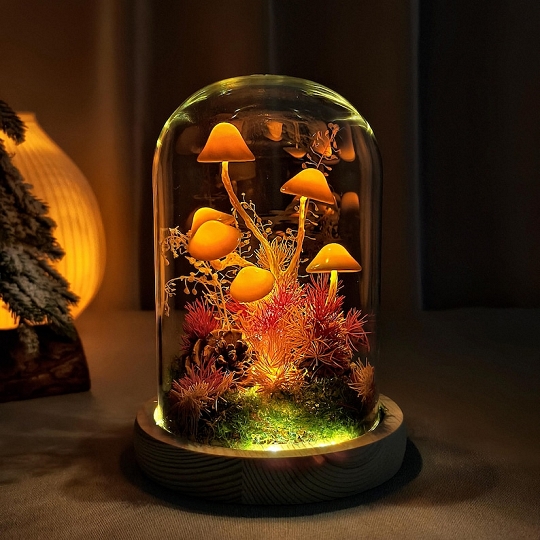Artisan Mushroom Lamp Handmade Wooden Night Light