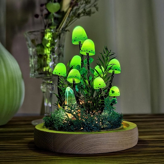 Artisan Crafted Mushroom Lamp Warm Glow Decor