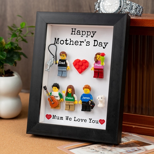 Custom Family Minifigures in Frame – Mother’s Day Gift from Kids