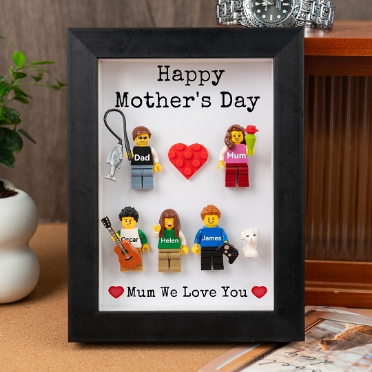 Custom Family Minifigures in Frame – Mother’s Day Gift from Kids