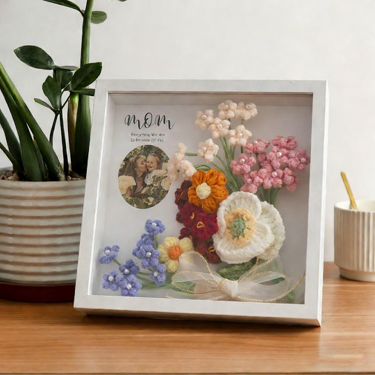 Custom Photo Crochet Flower Frame for Mom