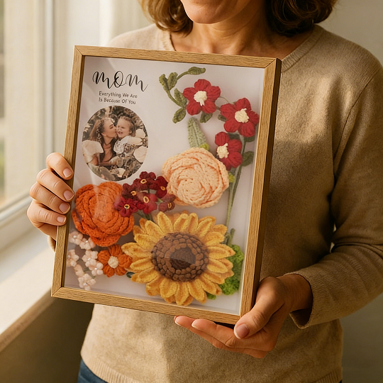 Personalized Crochet Flower Frame – Mother’s Day Gift