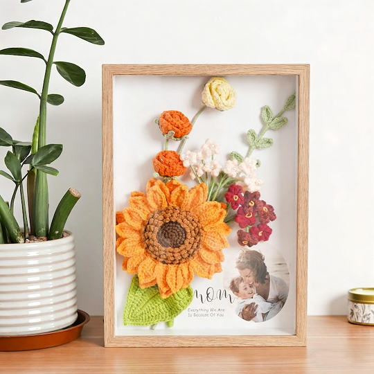 Handmade Crochet Flower Frame – Custom Photo Gift