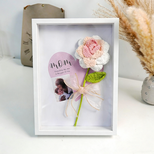 Personalized Crochet Flower Shadow Box for Mom