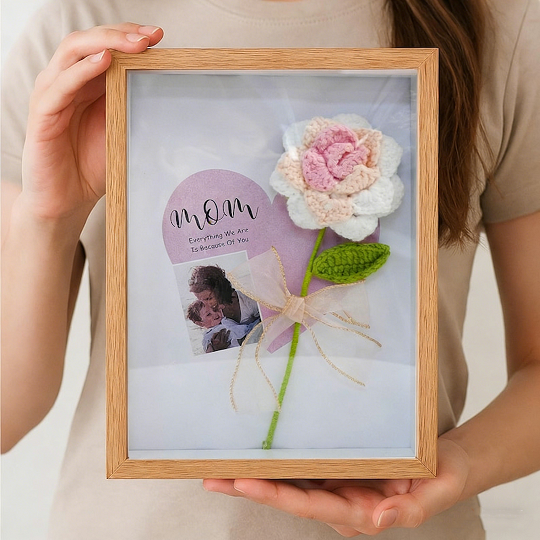 Personalized Crochet Flower Shadow Box for Mom