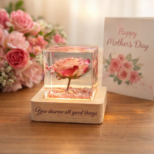 Eternal Flower Resin Lamp for Mother’s Day