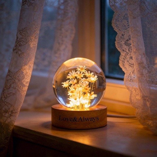 Resin Preserved Flower Lamp for Mom Gift