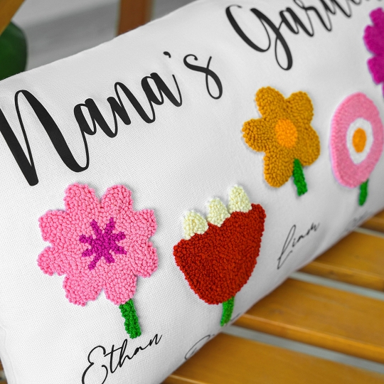 Personalisiertes Nadelkissen Nana’s Garten Birth Flower Punch – Individuelles Muttertagsgeschenk mit Gartennamen