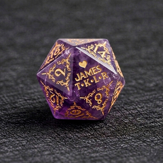 Custom Father's Day D20 Dice – Personalized D&D Gift - Amethyst