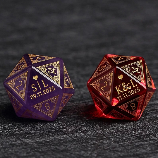 Custom Father's Day D20 Dice – Personalized D&D Gift - Amethyst