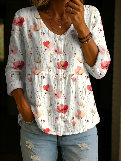 Women's Linen And Cotton Shirt