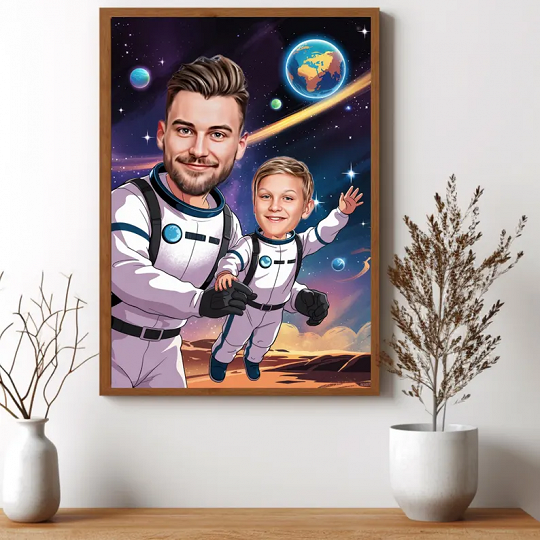 Custom Super Dad and Son Cartoon Portrait, Super Dad Portrait, Dad's Gift, Super Dad Caricature, Superhero Caricature, Caricature from Photo