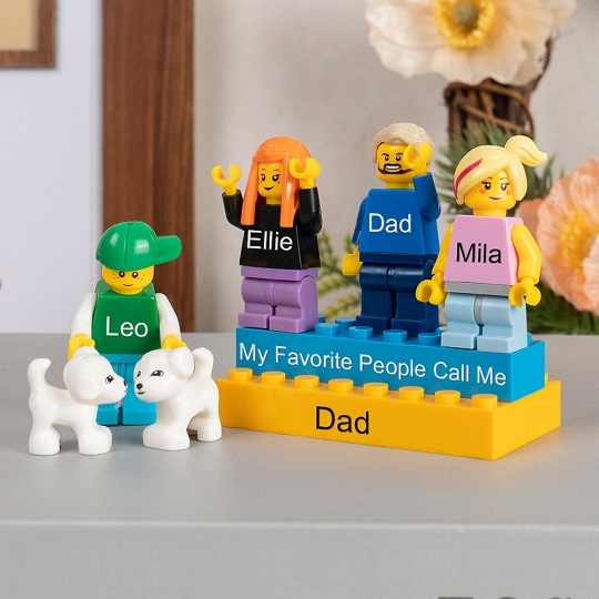 Personalized Minifigures With Kids Name For Dad Father's Day Gift.Happy Father's Day