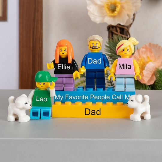 Personalized Minifigures With Kids Name For Dad Father's Day Gift.Happy Father's Day