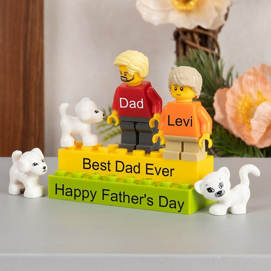 Personalized Minifigures With Kids Name For Dad Father's Day Gift.Happy Father's Day