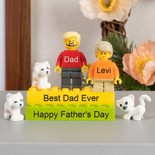 Personalized Minifigures With Kids Name For Dad Father's Day Gift.Happy Father's Day