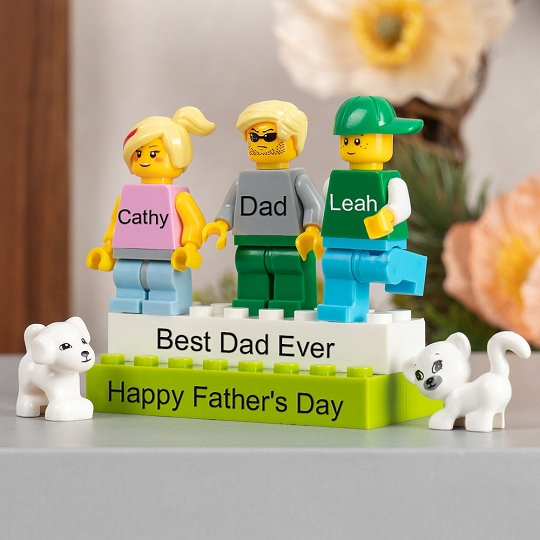 Personalized Minifigures With Kids Name For Dad Father's Day Gift.Happy Father's Day