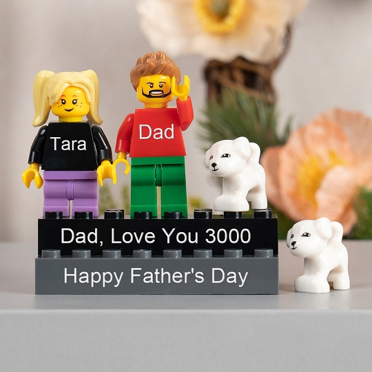 Personalized Minifigures With Kids Name For Dad Father's Day Gift.Happy Father's Day