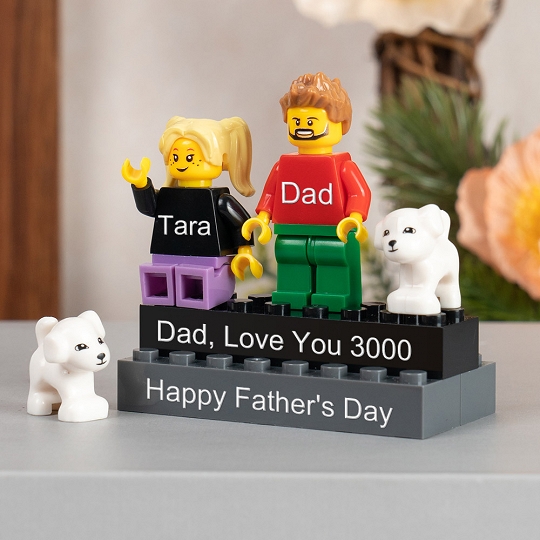 Personalized Minifigures With Kids Name For Dad Father's Day Gift.Happy Father's Day