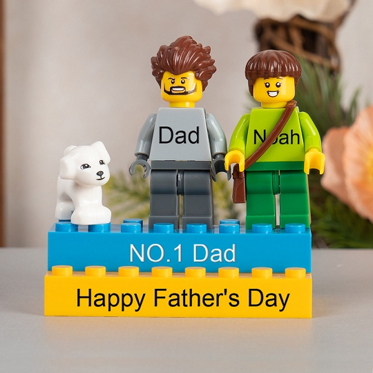 Personalized Minifigures With Kids Name For Dad Father's Day Gift.Happy Father's Day