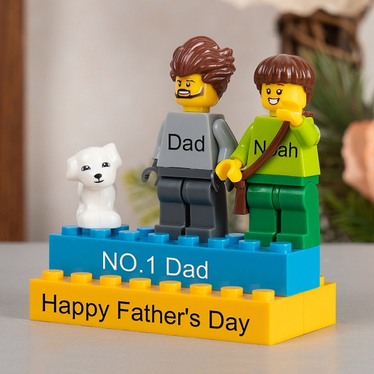 Personalized Minifigures With Kids Name For Dad Father's Day Gift.Happy Father's Day