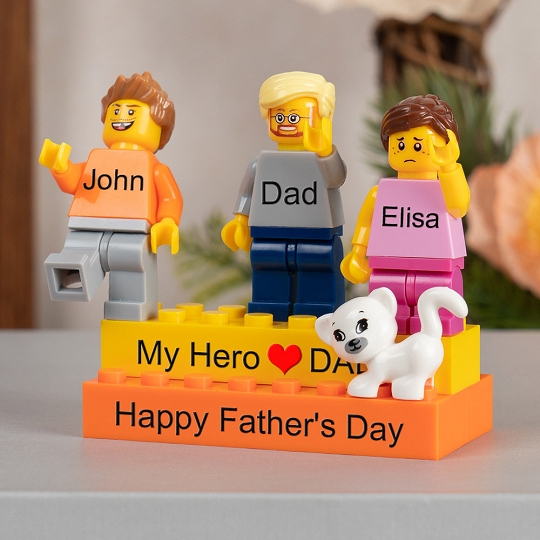 Personalized Minifigures With Kids Name For Dad Father's Day Gift.Happy Father's Day