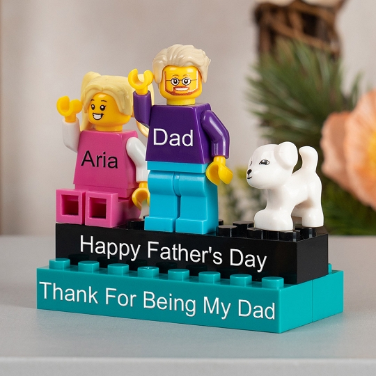 Personalized Minifigures With Kids Name For Dad Father's Day Gift.Happy Father's Day