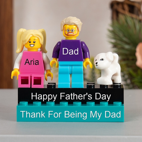Personalized Minifigures With Kids Name For Dad Father's Day Gift.Happy Father's Day