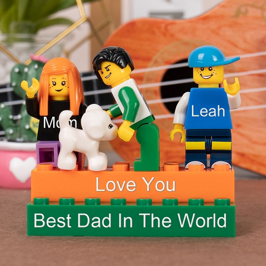 Personalized Minifigures With Kids Name For Dad Father's Day Gift.Happy Father's Day