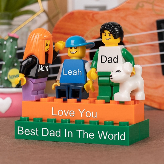 Personalized Minifigures With Kids Name For Dad Father's Day Gift.Happy Father's Day