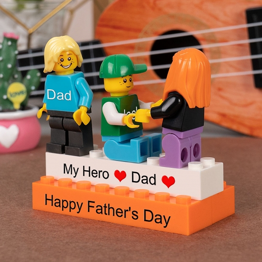 Personalized Minifigures With Kids Name For Dad Father's Day Gift.Happy Father's Day