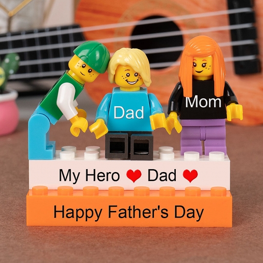 Personalized Minifigures With Kids Name For Dad Father's Day Gift.Happy Father's Day