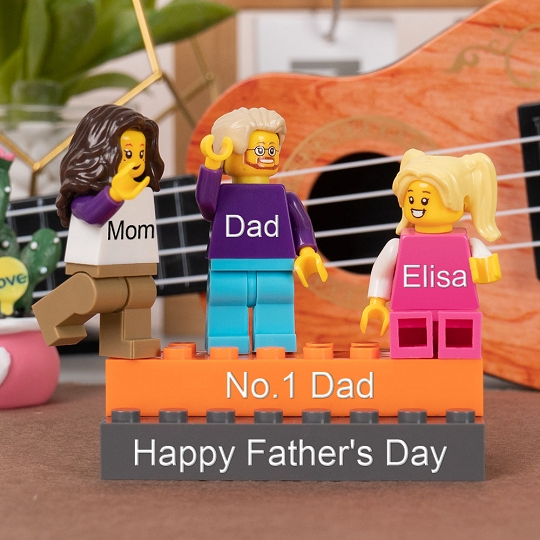 Personalized Minifigures With Kids Name For Dad Father's Day Gift.Happy Father's Day