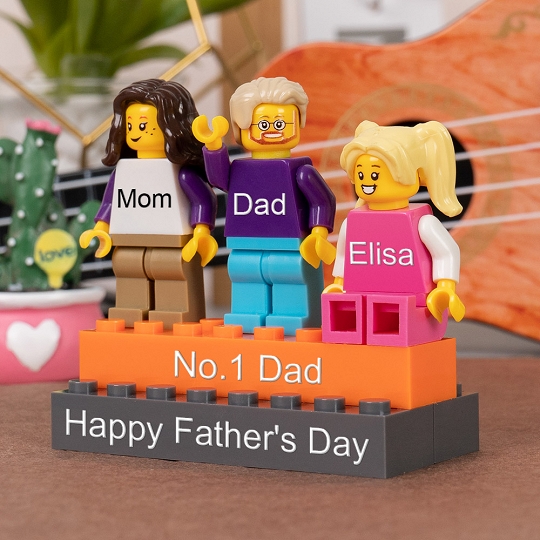 Personalized Minifigures With Kids Name For Dad Father's Day Gift.Happy Father's Day