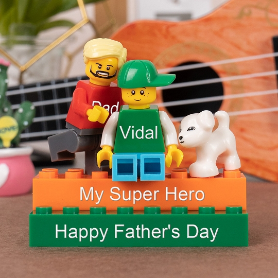 Personalized Minifigures With Kids Name For Dad Father's Day Gift.Happy Father's Day