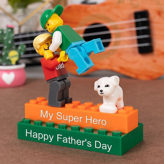 Personalized Minifigures With Kids Name For Dad Father's Day Gift.Happy Father's Day