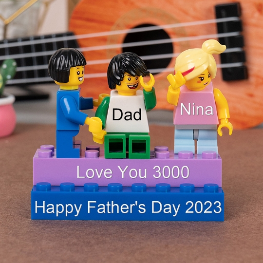 Personalized Minifigures With Kids Name For Dad Father's Day Gift.Happy Father's Day