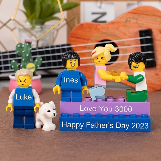 Personalized Minifigures With Kids Name For Dad Father's Day Gift.Happy Father's Day
