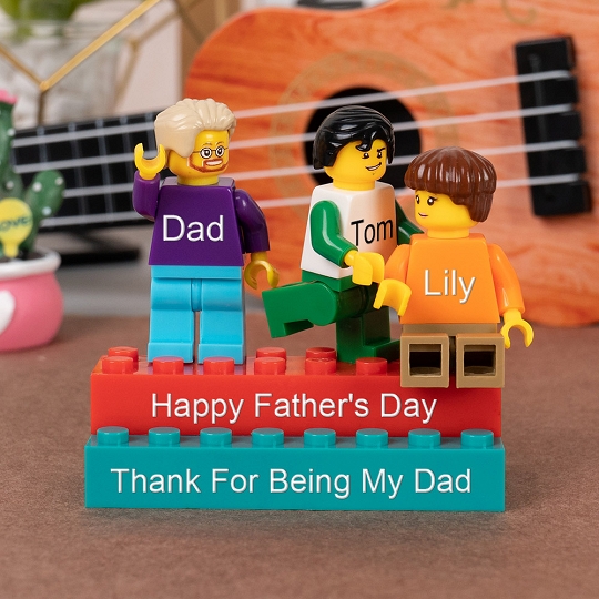 Personalized Minifigures With Kids Name For Dad Father's Day Gift.Happy Father's Day