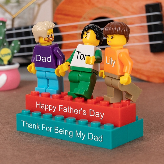 Personalized Minifigures With Kids Name For Dad Father's Day Gift.Happy Father's Day