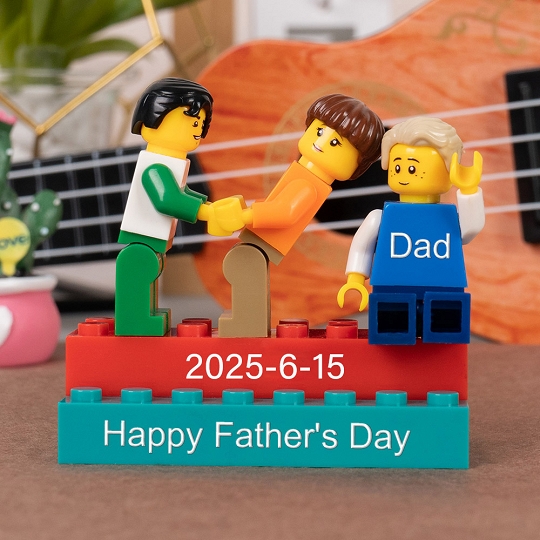 Personalized Minifigures With Kids Name For Dad Father's Day Gift.Happy Father's Day