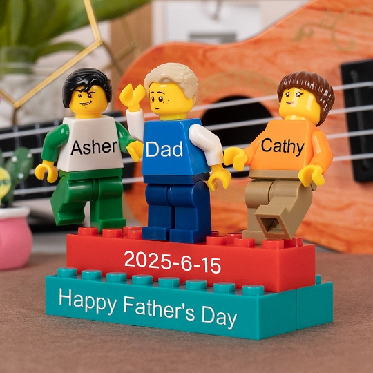 Personalized Minifigures With Kids Name For Dad Father's Day Gift.Happy Father's Day