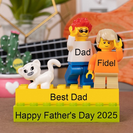 Personalized Minifigures With Kids Name For Dad Father's Day Gift.Happy Father's Day